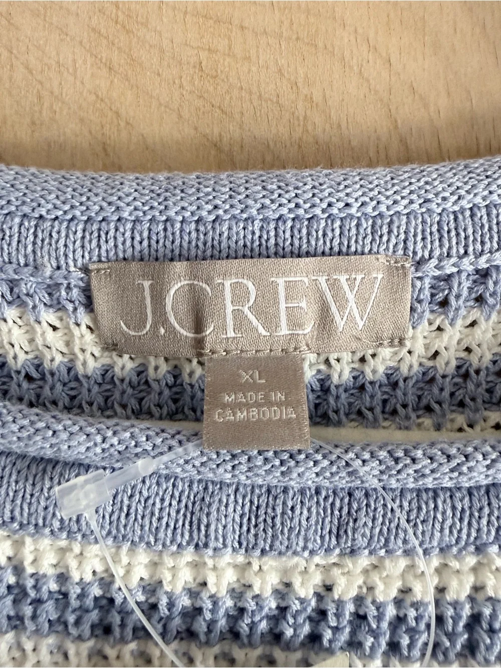 J.Crew Sweater Stripe Blue Ivory Cotton Linen Blend Women’s XL NWT Long Sleeve